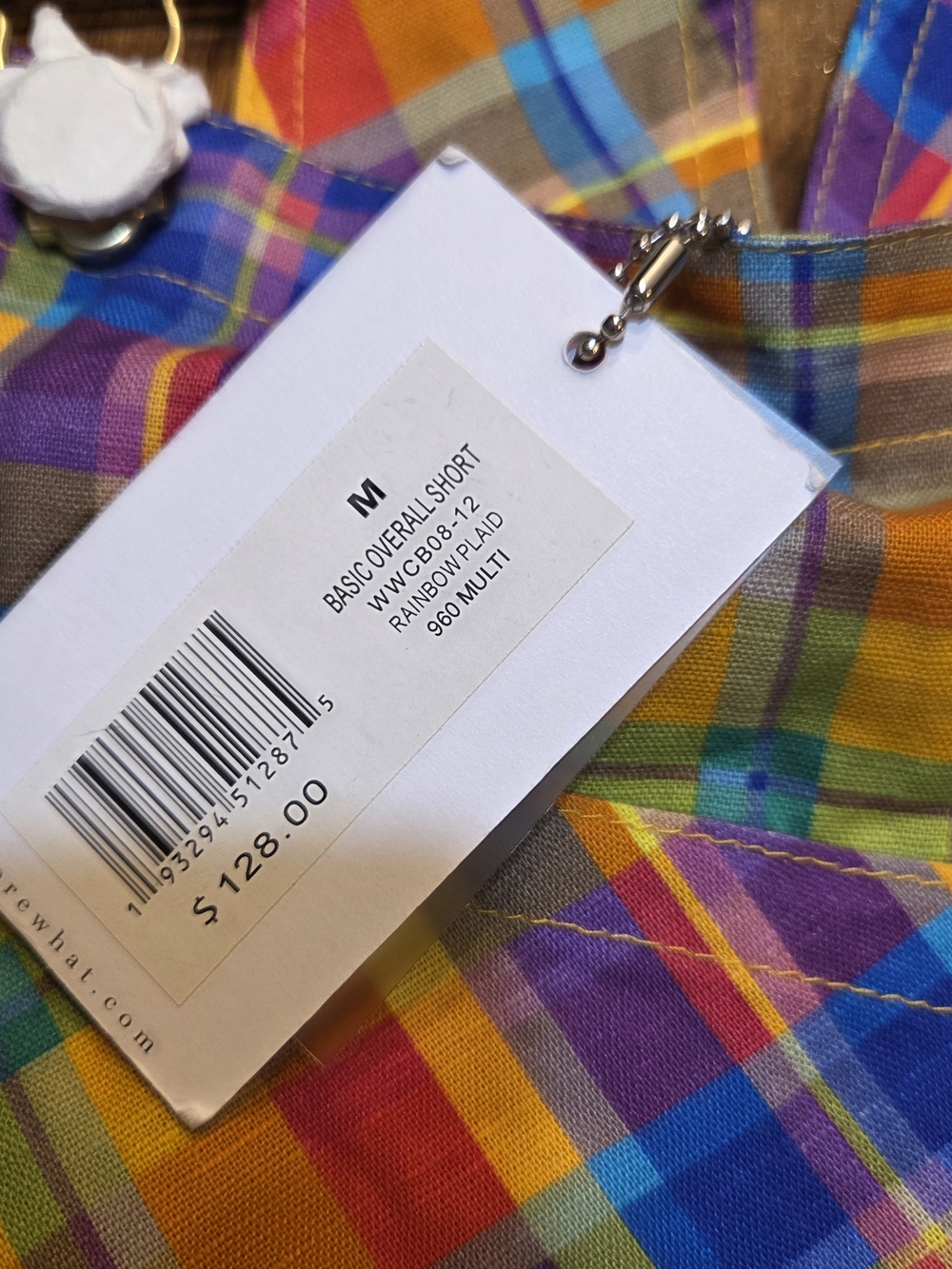 We Wore What Women's M Rainbow Overalls Short Romper Colorful Plaid Bold New - Picture 4 of 7
